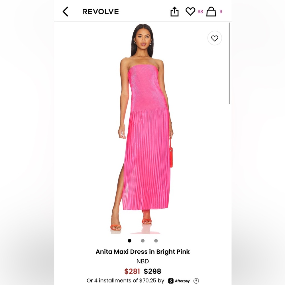 NBD Pink Pleated Maxi Dress for Wedding Guest- WORN ONCE